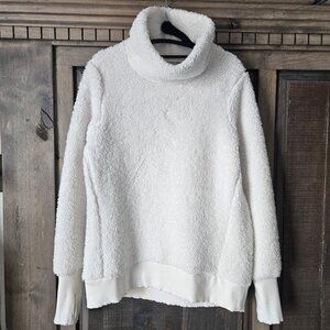 Athleta Nirvana Sherpa funnel Neck Cozy Pullover Sweatshirt Sweater S Cream